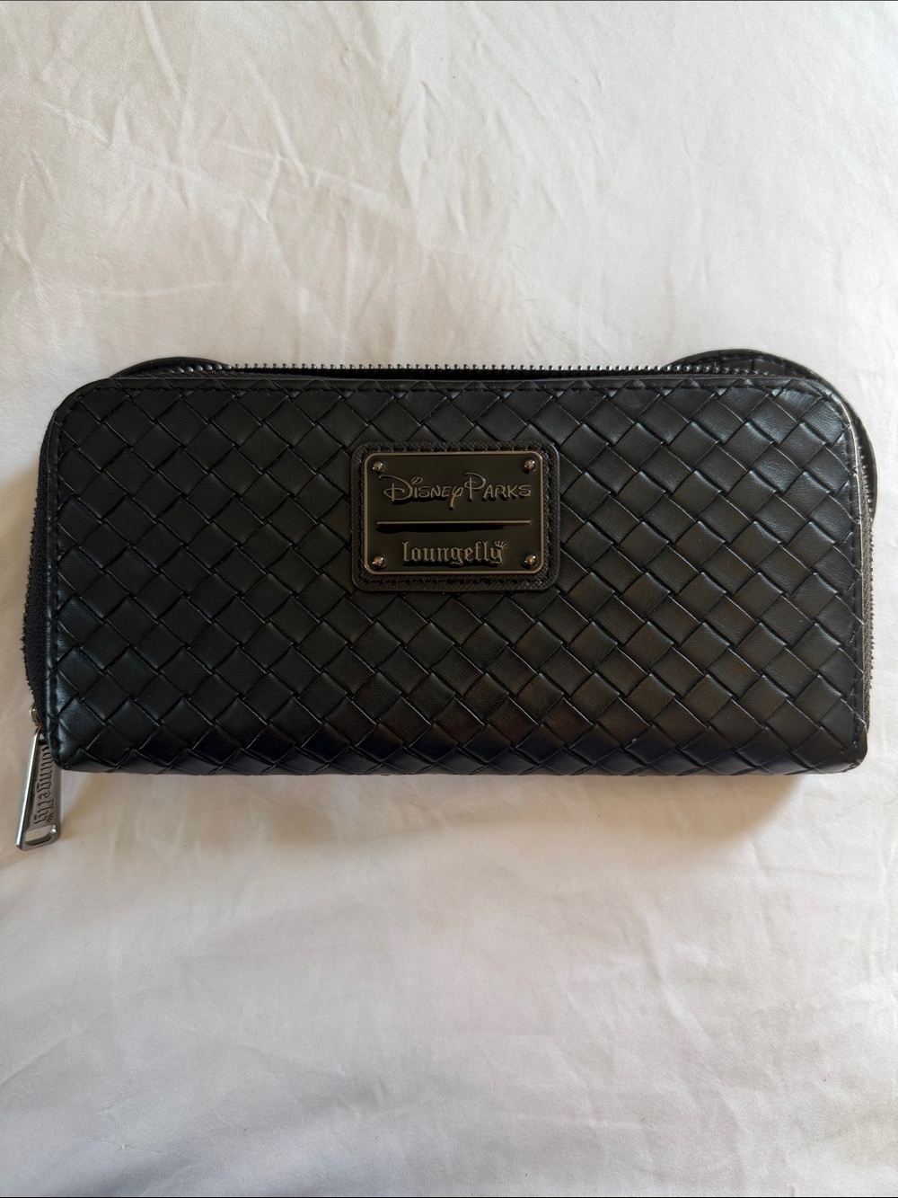 Loungefly Disney Black Zip-Around Wallet Mickey Mouse woven ears retired